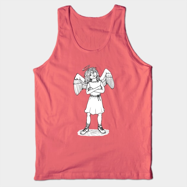 Sweet and Snarky Little Guardian Angel Tank Top by MarinaIllustration